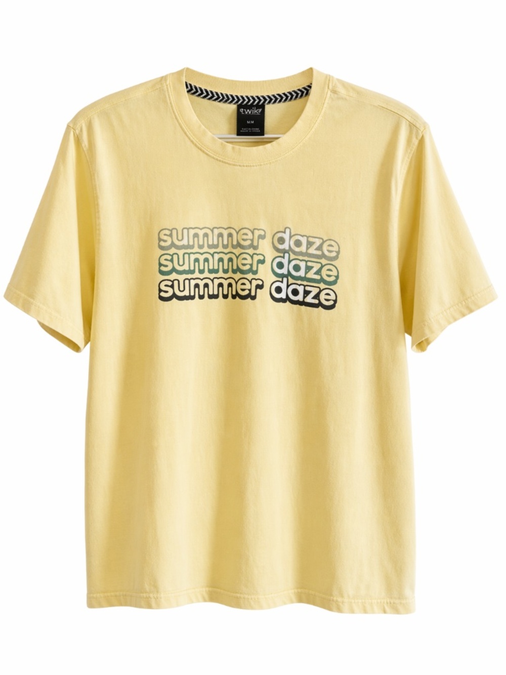 4/$20➡️ FarWest “Summer Daze” Yellow Retro-Style Cotton Tee – Large Like New